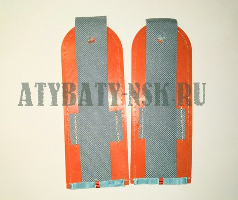 Погоны МЧС голуб. (оранж. кант) 1 оранж. пр. (на рубашку) пластик